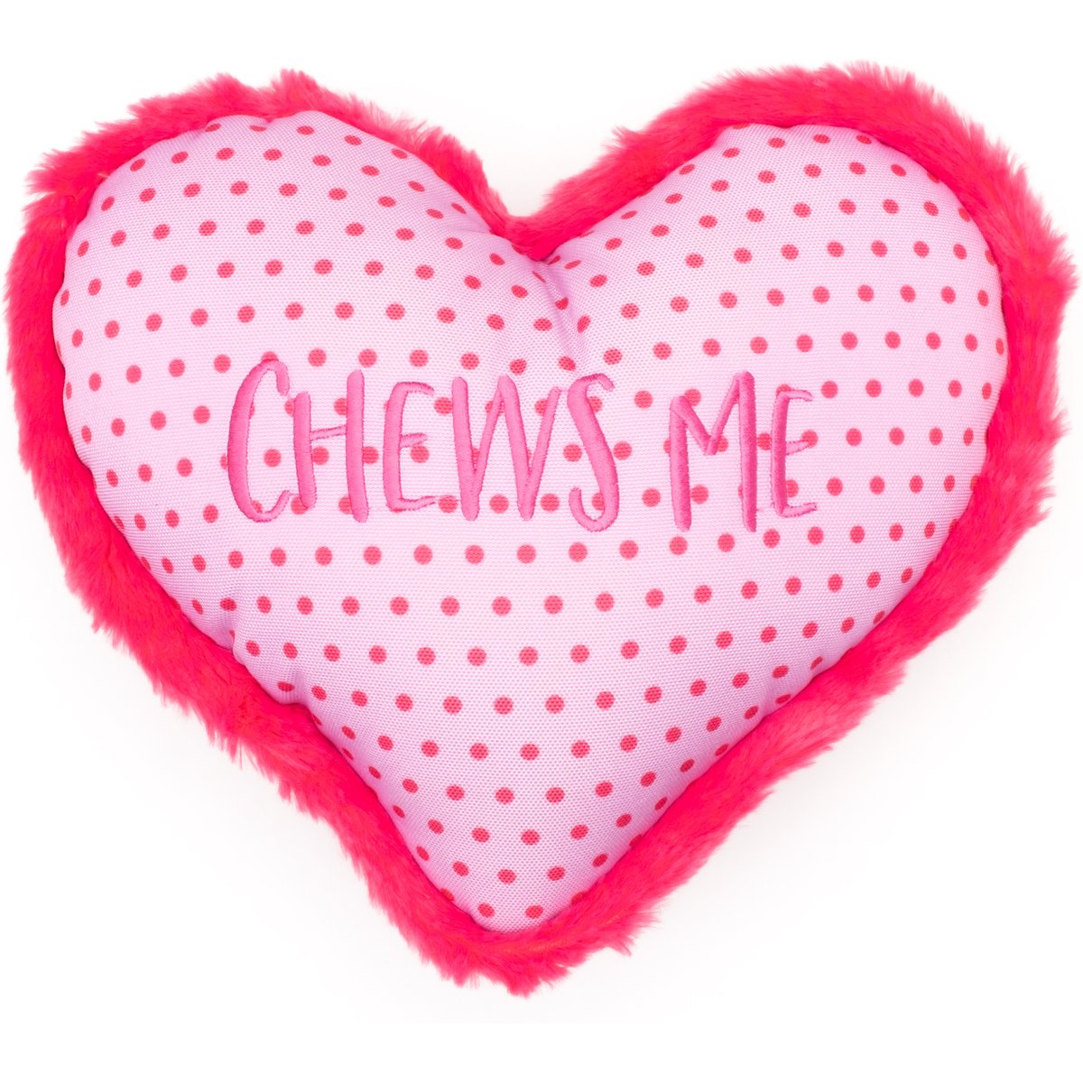 The Worthy Dog Chews Me Heart Squeaky Plush Dog Toy, Pink, Small