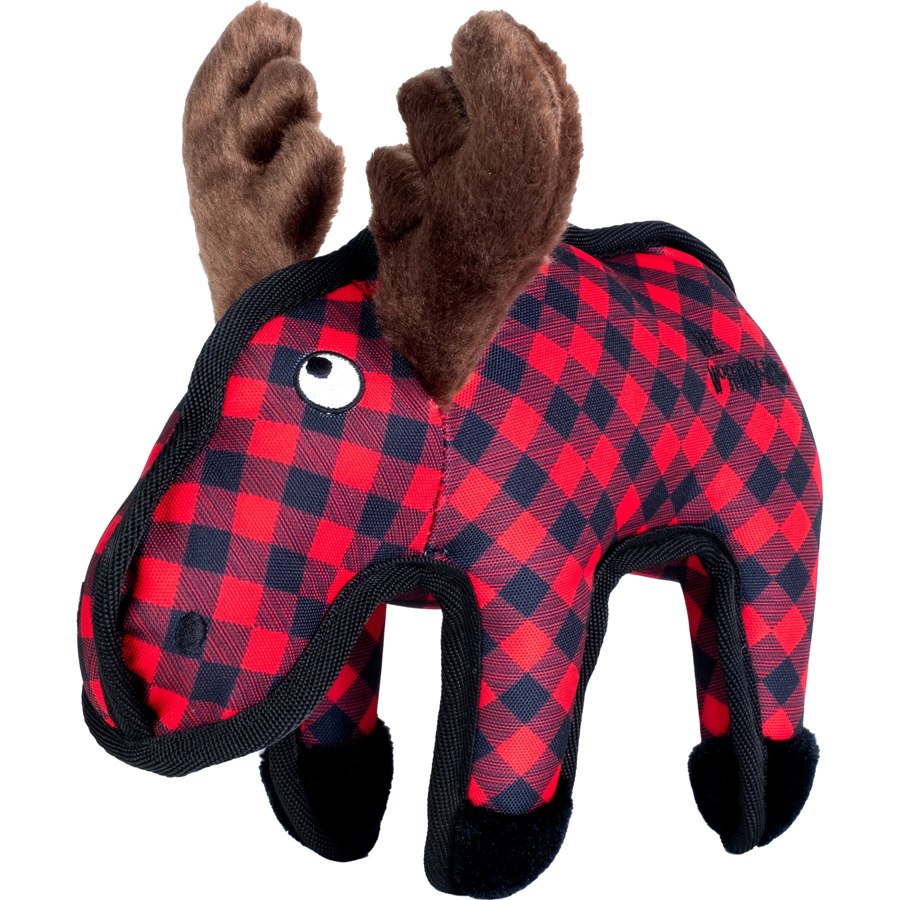The Worthy Dog Christmas Moose Squeaky Plush Dog Toy, Red, Small