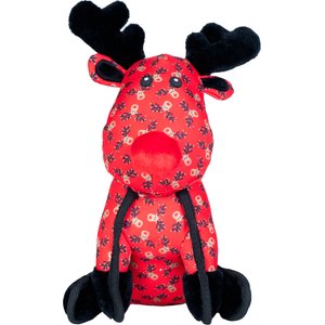 The Worthy Dog Christmas Rudy Squeaky Plush Dog Toy, Red, Small