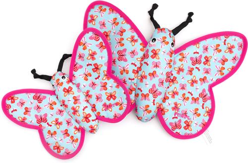 Show full view: The Worthy Dog Butterfly Squeaky Plush Dog Toy, Pale Blue, Small slide 3 of 3