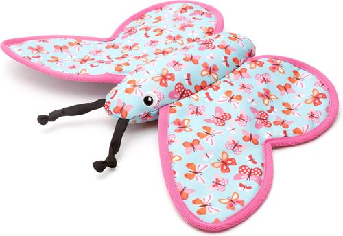 Show full view: The Worthy Dog Butterfly Squeaky Plush Dog Toy, Pale Blue, Small slide 2 of 3