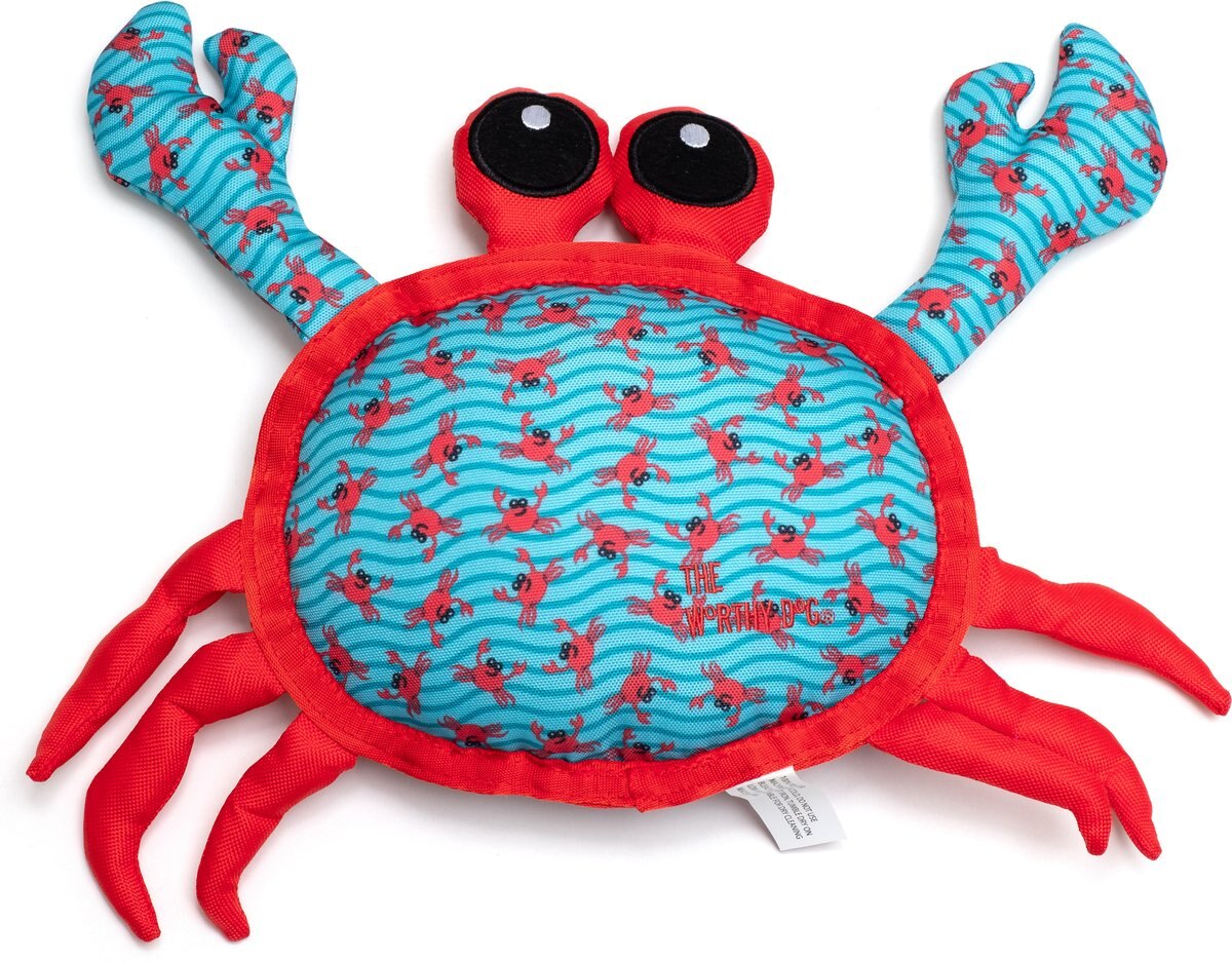 The Worthy Dog Crab Squeaky Plush Dog Toy, Teal