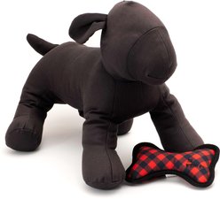 The Worthy Dog Bias Buffalo Plaid Bone Squeaky Plush Dog Toy, Red, Small slide 2 of 3