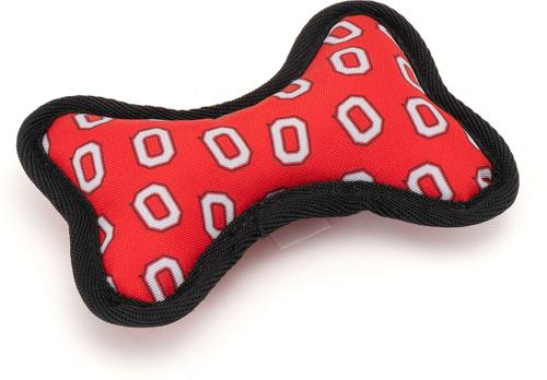 Show full view: The License House Ohio State Block O Bone Squeaky Plush Dog Toy, Red, Large slide 4 of 4
