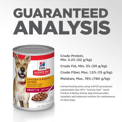 Show full view: Hill's Science Diet Adult Chicken & Barley Entree Wet Dog Food, 13-oz can, case of 4 slide 8 of 11