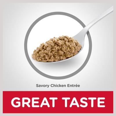 Show full view: Hill's Science Diet Senior Adult 7+ Savory Chicken Entree Wet Cat Food, 2.9-oz can, case of 4 slide 6 of 12