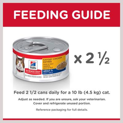 Show full view: Hill's Science Diet Senior Adult 7+ Savory Chicken Entree Wet Cat Food, 2.9-oz can, case of 4 slide 8 of 12