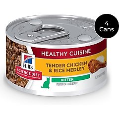 Hill's Science Diet Kitten Healthy Cuisine Tender Chicken & Rice Medley Wet Cat Food, 2.8-oz can, case of 4