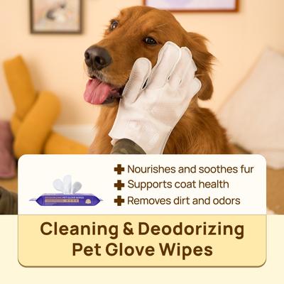 Show full view: HICC PET Portable Deodorizing Glove Dog Grooming Wipes, Rose Scented, 6 count, 3 pack slide 2 of 8
