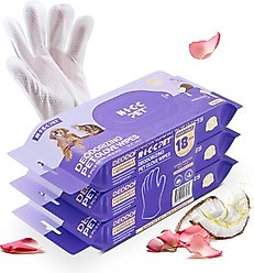 HICC PET Portable Deodorizing Glove Dog Grooming Wipes, Rose Scented, 6 count, 3 pack