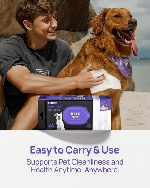 HICC PET Portable Plant Based Dog Grooming Wipes