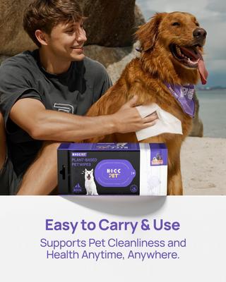 Show full view: HICC PET Portable Plant Based Dog Grooming Wipes, 20 count, 6 pack slide 7 of 8