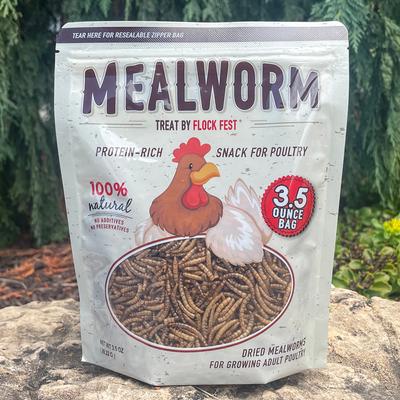 Show full view: Flock Fest Whole-Dried Mealworms Chicken Treat, 3.5-oz bag slide 2 of 6