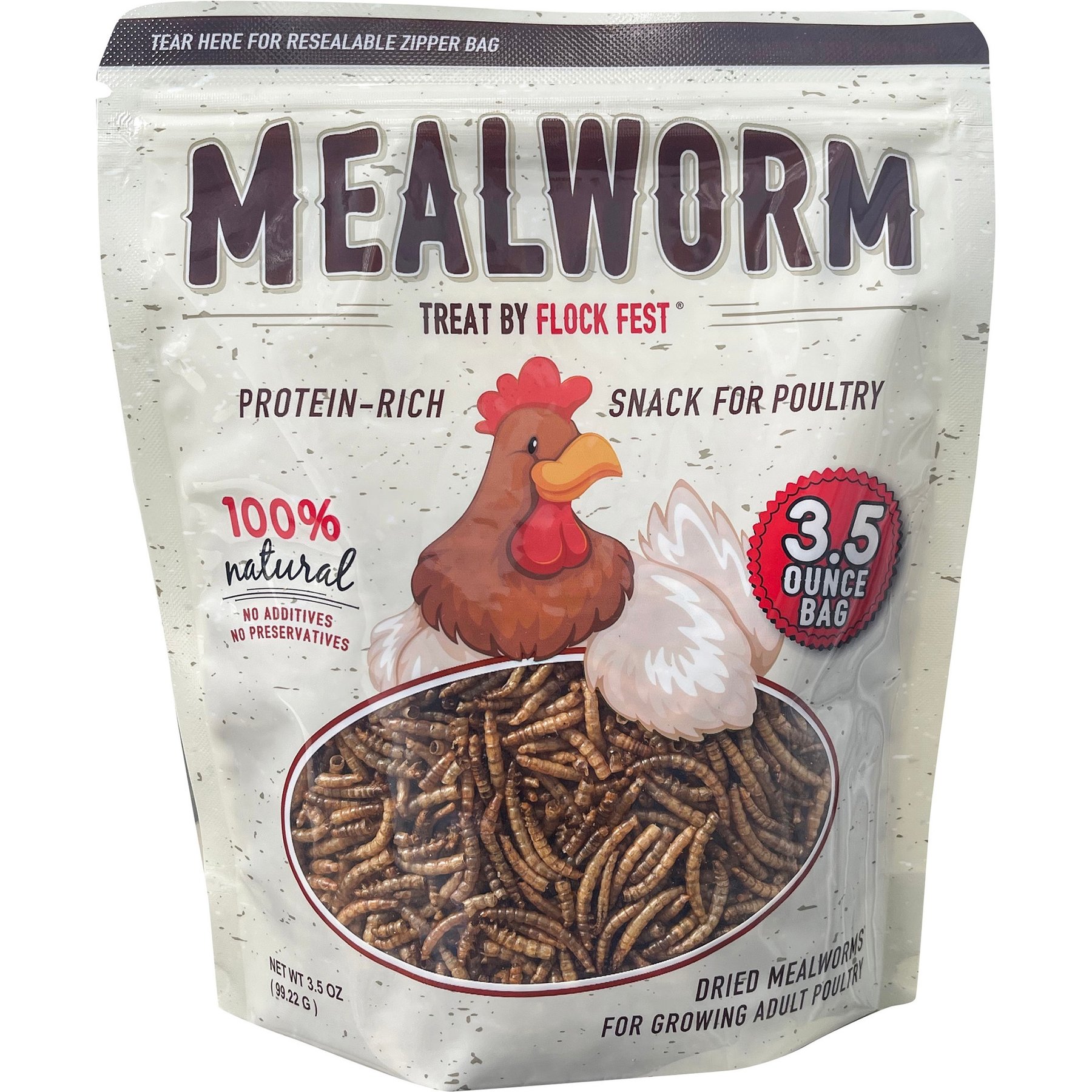 Flock Fest Dried Mealworms Adult Poultry Treats, 3.5-oz bag