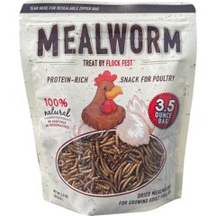 Flock Fest Dried Mealworms Adult Poultry Treats, 3.5-oz bag