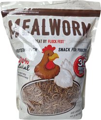 Flock Fest Whole-Dried Mealworms Chicken Treat, 30-oz bag