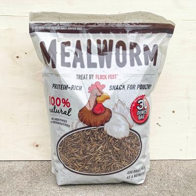 Show full view: Flock Fest Whole-Dried Mealworms Chicken Treat, 30-oz bag slide 2 of 6