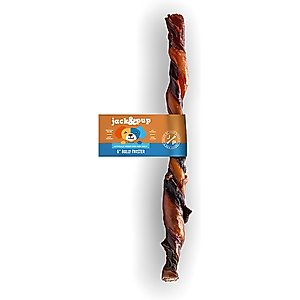 Jack & Pup Odor-Free Twisted Beef Bully Stick 6-in Dog Chew