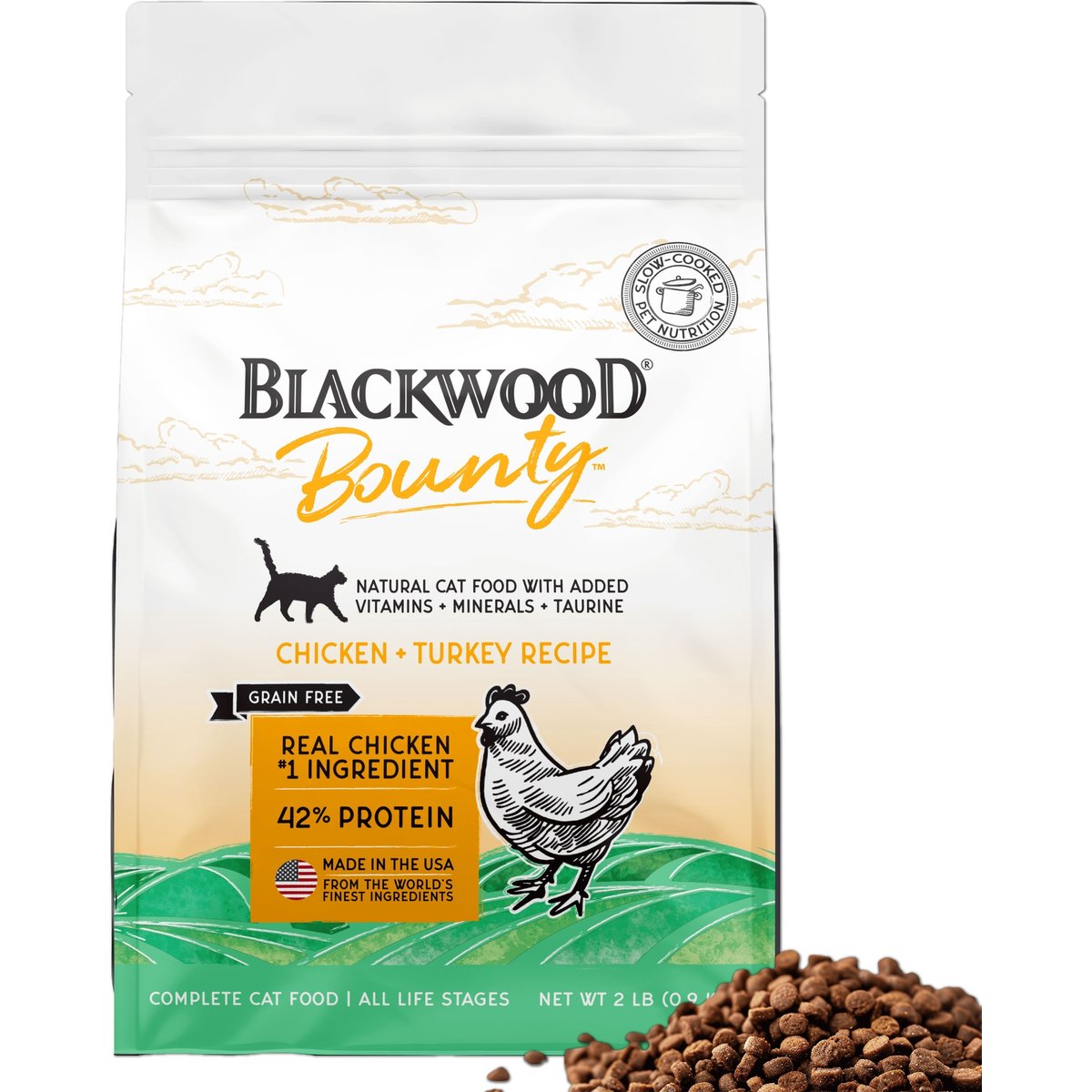 Blackwood Bounty Grain-Free Chicken & Turkey Slow Cooked Dry Cat Food, 2-lb bag