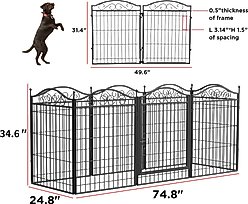 BingoPaw Heavy Duty 8-Panel Metal Indoor & Outdoor Dog Playpen, Black, 74.8-in slide 2 of 9