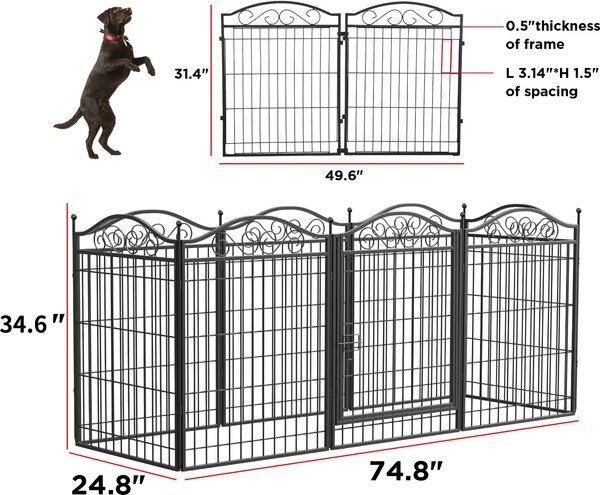 BingoPaw Heavy Duty 8 Panel Metal Dog Playpen