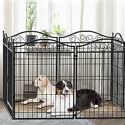 BingoPaw Heavy Duty 8-Panel Metal Indoor & Outdoor Dog Playpen, Black, 74.8-in