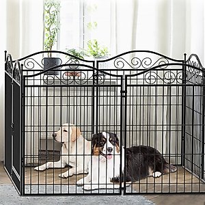 BingoPaw Heavy Duty 8-Panel Metal Indoor & Outdoor Dog Playpen, Black, 74.8-in