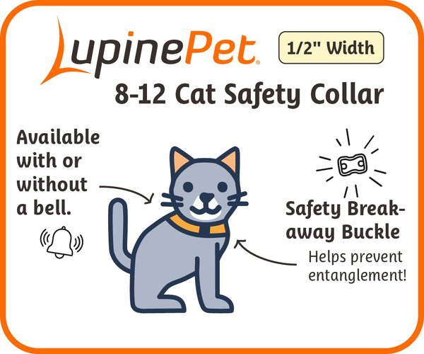Show full view: LupinePet Basic Nylon Breakaway Buckle Safety Cat Collar, One Size: 8-12 in neck, 1/2-in wide, Black slide 2 of 5