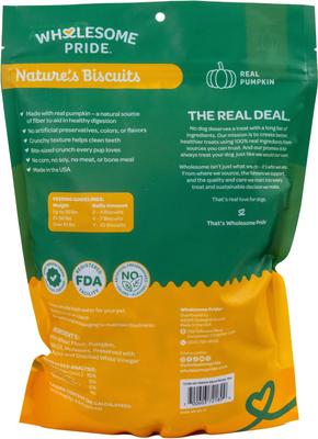 Show full view: Wholesome Pride Pet Treats Nature's Biscuits Pumpkin Mini Dog Crunchy Treats, 16-oz bag slide 9 of 10