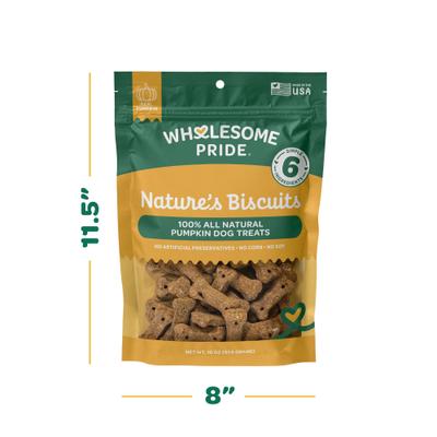 Show full view: Wholesome Pride Pet Treats Nature's Biscuits Pumpkin Mini Dog Crunchy Treats, 16-oz bag slide 8 of 10