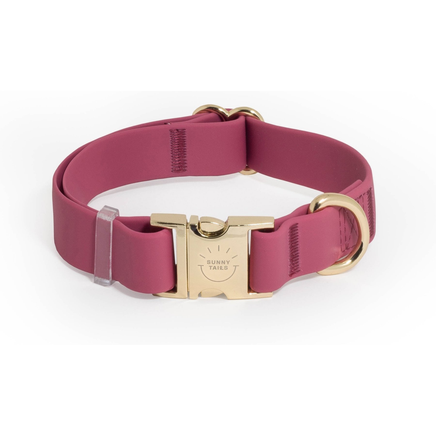 Sunny Tails Cloud Waterproof Dog Collar, Mulberry Burgundy, Medium: 12 to 18-in neck, 3/4-in wide