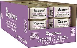 Applaws Limited Ingredient Mackerel & Sardine in Broth Canned Wet Cat Food, 2.47-oz can, case of 24