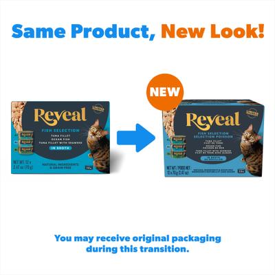 Show full view: Reveal Natural Grain-Free Variety of Fish in Broth Flavored Wet Cat Food, 2.47-oz can, bundle of 24  slide 3 of 11