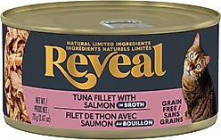 Reveal Tuna Fillet with Salmon in Broth + Tuna Fillet with Shrimp in Broth Flavored Wet Cat Food slide 2 of 9