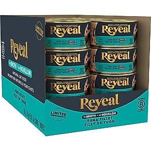 Reveal Natural Grain-Free Tuna Fillet in Broth Flavored Wet Cat Food, 2.47-oz can, case of 48