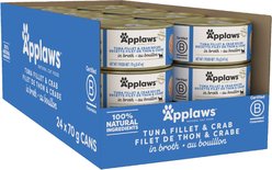 Applaws Tuna Fillet with Crab in Broth Wet Cat Food, 2.47-oz can, case of 24