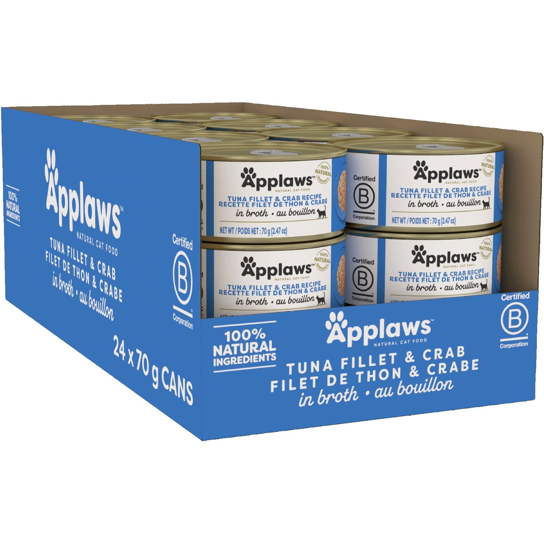 Applaws Tuna Fillet with Crab in Broth Wet Cat Food, 2.47-oz can, bundle of 48