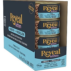 Reveal Natural Limited Ingredient Grain-Free Tuna Fillet in Broth Wet Kitten Food, 2.47-oz, case of 12