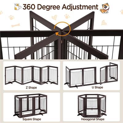 Show full view: Yaheetech 6-Panel Foldable Wire Dog Gate, Espresso, 34-in H slide 5 of 7