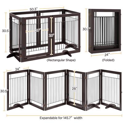 Show full view: Yaheetech 6-Panel Foldable Wire Dog Gate, Espresso, 34-in H slide 3 of 7