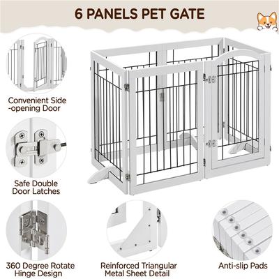 Show full view: Yaheetech 6-Panel Foldable Wire Dog Gate, White, 32-in H slide 4 of 7