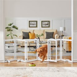 Yaheetech 6-Panel Foldable Wire Dog Gate, White, 32-in H