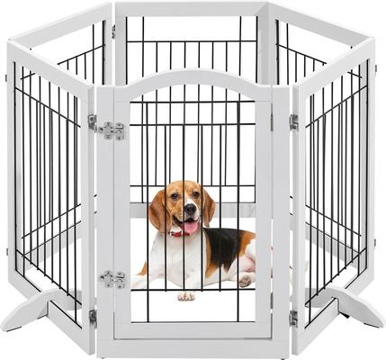 Show full view: Yaheetech 6-Panel Foldable Wire Dog Gate, White, 32-in H slide 2 of 7