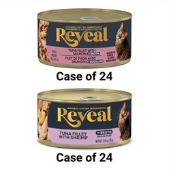 Reveal Tuna Fillet with Salmon in Broth + Tuna Fillet with Shrimp in Broth Flavored Wet Cat Food