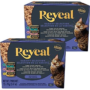 Reveal Natural Grain-Free Variety of Fish & Chicken in Gravy Flavored Wet Cat Food, 2.47-oz can, case of 24