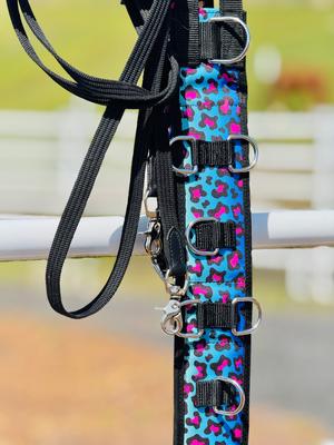 Show full view: Star Point Horsemanship Miniature Horse-Pony Groundwork Training Surcingle & Reins Set, Rainbow Cheetah slide 2 of 5