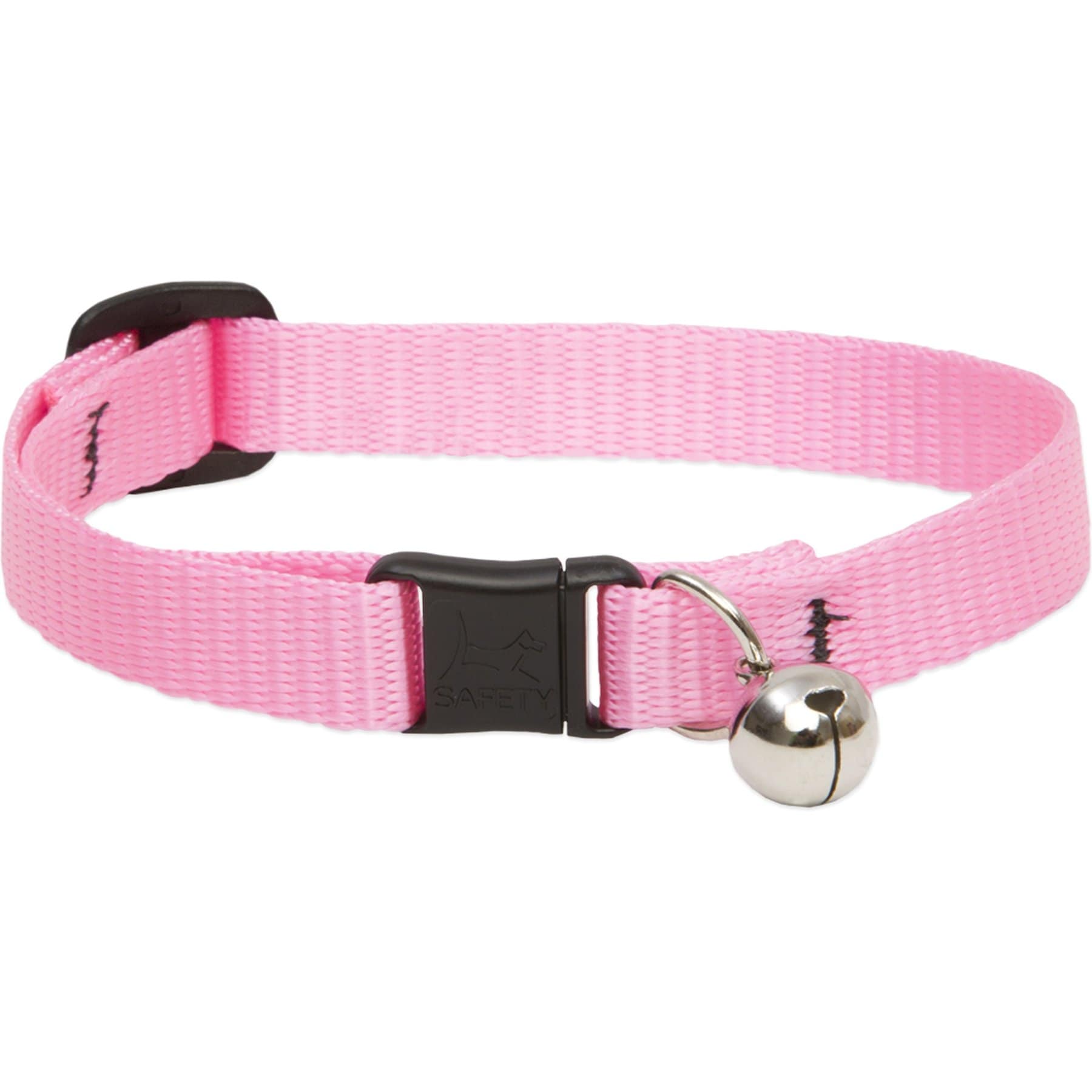 LupinePet Basic Nylon Breakaway Buckle Safety Cat Collar with Bell, One Size: 8-12 in neck, 1/2-in wide, Pink