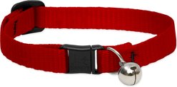 LupinePet Basic Nylon Breakaway Buckle Safety Cat Collar with Bell, One Size: 8-12 in neck, 1/2-in wide, Red