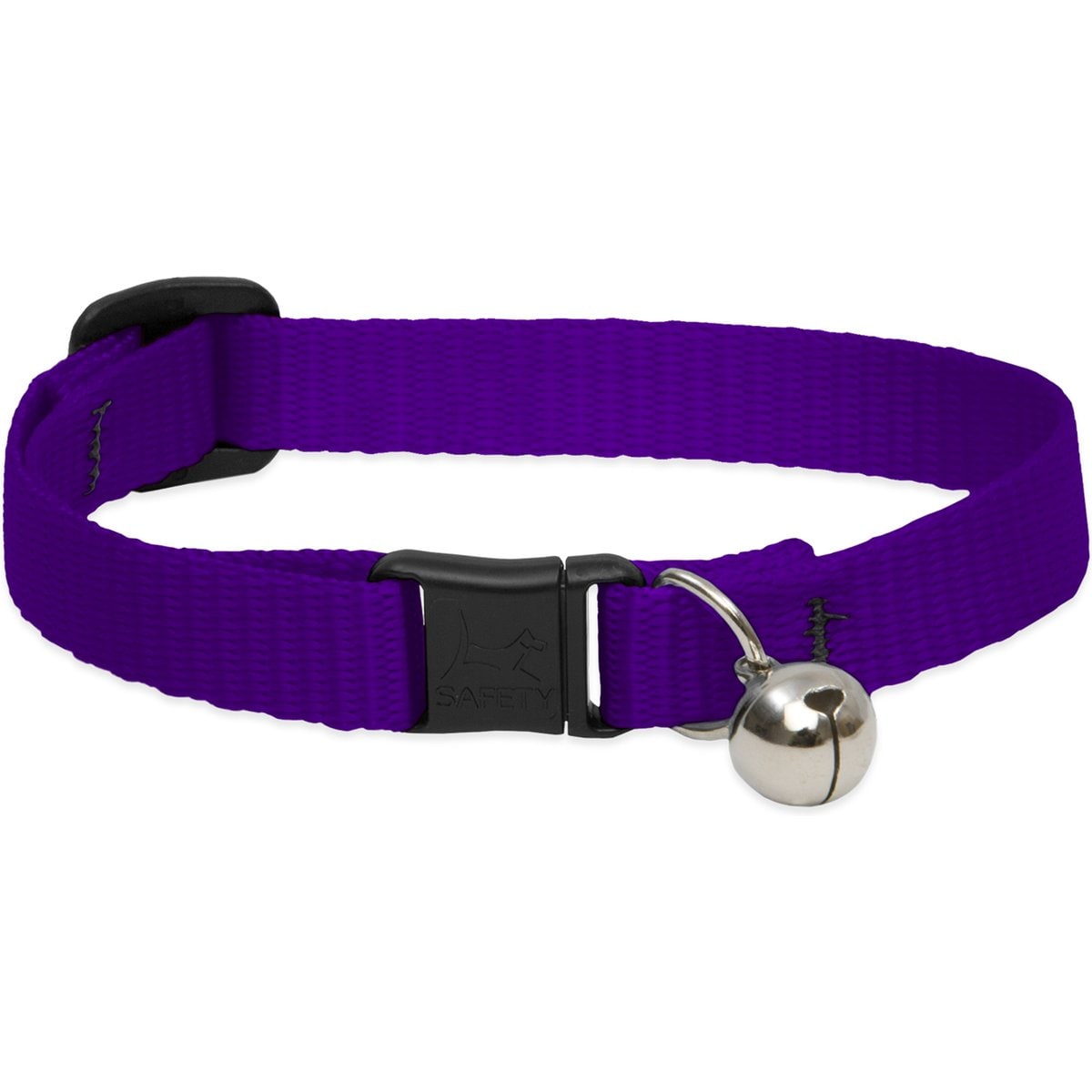 LupinePet Basic Nylon Breakaway Buckle Safety Cat Collar with Bell, One Size: 8-12 in neck, 1/2-in wide, Purple