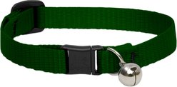 LupinePet Basic Nylon Breakaway Buckle Safety Cat Collar with Bell, One Size: 8-12 in neck, 1/2-in wide, Green